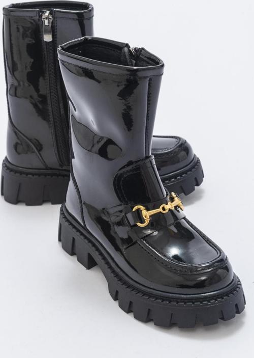 Kız Çocuk Siyah Rugan Rugan Deri Anatomik Makosen Bot