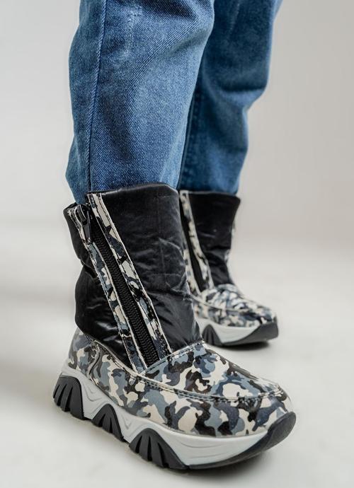 Erkek Çocuk Siyah Hakiki Deri Suya Dayanıklı Kürklü Günlük Bot