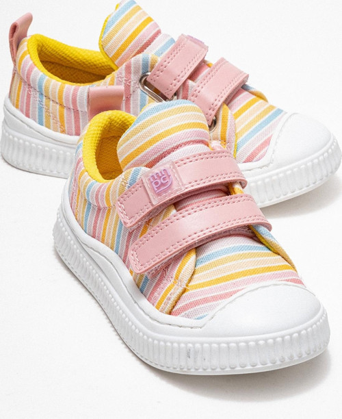 Kız Çocuk Pudra Çizgili Sneaker Ayakkabı