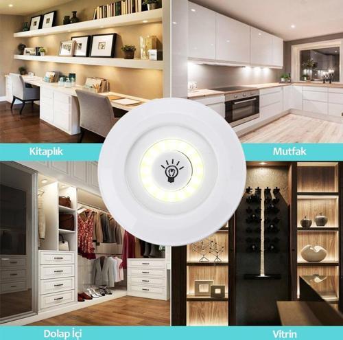 3 apos;lü Uzaktan Kumandalı Pilli Yapışkanlı Kablosuz Led Spot Lambalar