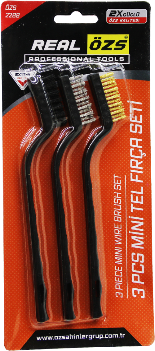 3 ADET  MİNİ TEL FIRÇA SETİ PRİNÇ - ÇELİK - NAYLON FIRÇA (81)