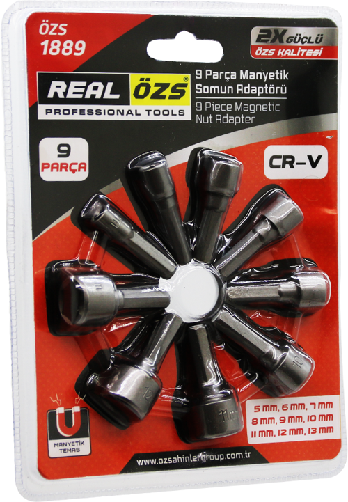 9  ADET   - 5-13 MM MANYETİK SOMUN SÖKME - ÇATI ADAPTÖRÜ (81)