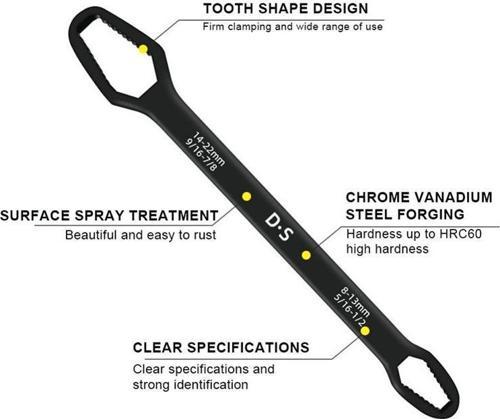 Universal Anahtarı Çift kafalı  Çok Fonksiyonlu 6-22mm