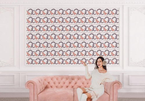 Pembe Çiçek Desenli Duvar Kağıdı-5593