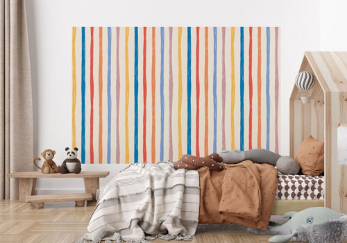 Renkli Çizgiler Desenli Çocuk Odası Duvar Kağıdı-5768