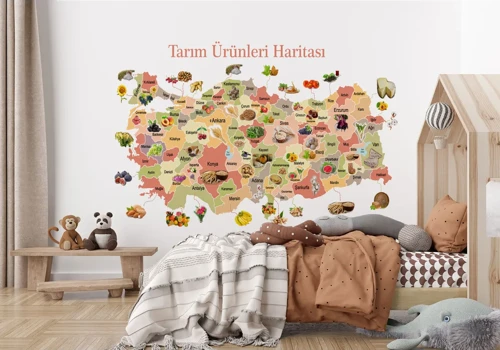 Tarım Ürünleri Yerli Malı Haftası Türkiye Haritası Duvar Kağıdı-1046