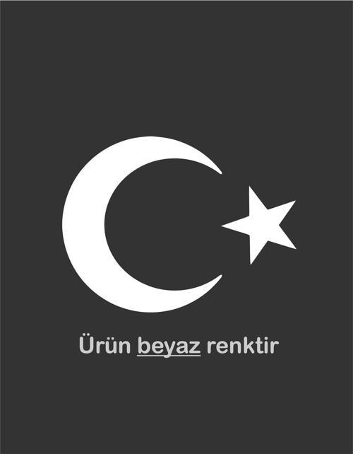 Türk Bayrağı Sticker Ay Yıldız Beyaz Renk Araba Oto Sticker 30 Cm X 22 Cm