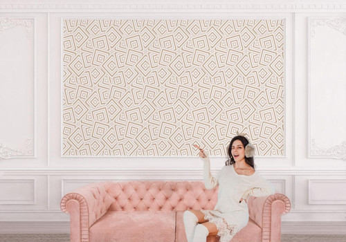 Pastel Renkli Geometrik Desenli Duvar Kağıdı-5777