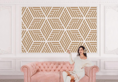 Pastel Renkli Geometrik Desenli Duvar Kağıdı-5781