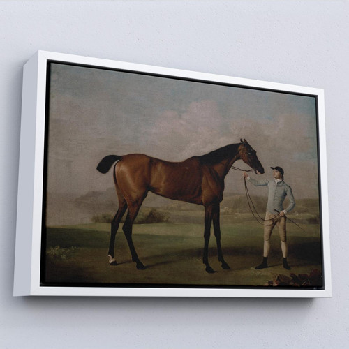 Çerçeveli George Stubbs'Un Uzun Bacaklı At Ve Jokeyi Tablosu - Molly Long-Legs With Her Jockey-7012
