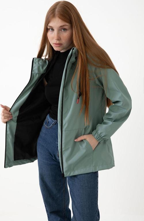 Spor Kadın Astarlı Su Geçirmez Ve Rüzgara Dayanıklı Kapüşonlu Cepli Yağmurluk - Rüzgarlık