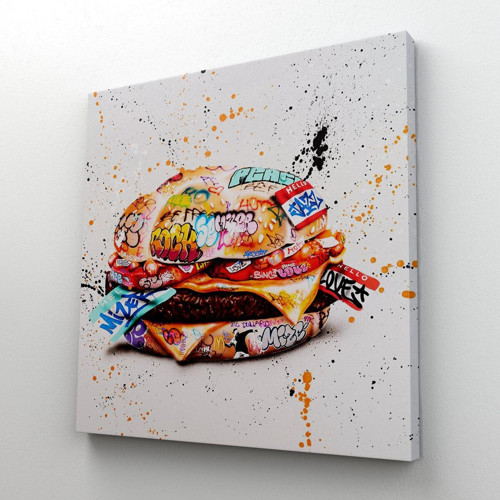 Hamburger Graffiti Kanvas Tablo, Banksy Sokak Graffiti Tablo-5344