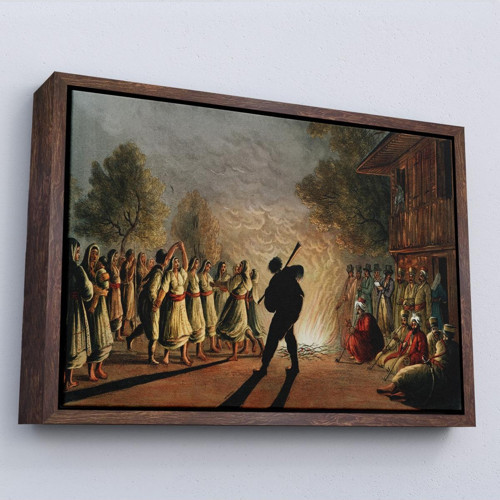 Çerçeveli Luigi Mayer'In Bulgar Köylülerinin Dansı Tablosu-7036