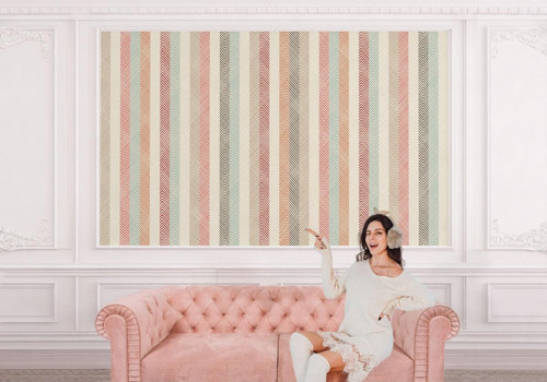 İskandinav Tarzı Minimalist Şık Çizgili Pastel Tonlu Duvar Kağıdı-5505