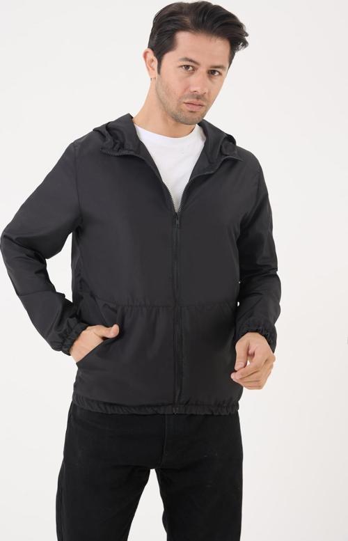 Spor Erkek Kapüşonlu Su ve Rüzgar Geçirmez Cepli İçi Astarlı Oversize Yağmurluk