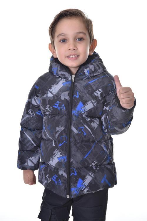 Spor Erkek Spor Çocuk Dijital Desen Polar Su ve Rüzgar Geçirmez Kapüşonlu Mont