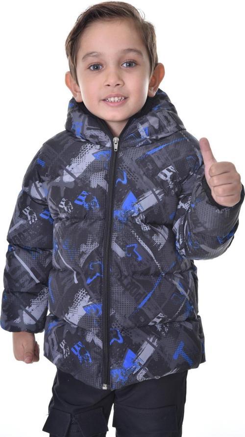 Spor Erkek Spor Çocuk Dijital Desen Polar Su ve Rüzgar Geçirmez Kapüşonlu Mont