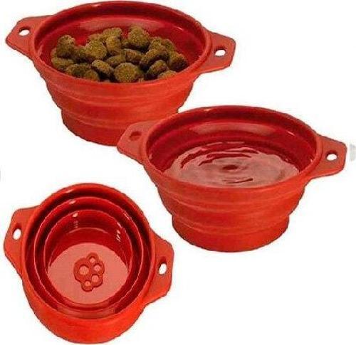 Pa 1087 Katlanılır Köpek Mama ve Su Kabı Kırmızı