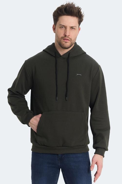 KICKSON Erkek Kapüşonlu Cepli Haki Sweatshirt
