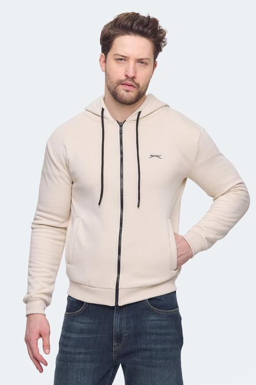 KOZZAX Erkek Fermuarlı Kapüşonlu Cepli Kahve Sweatshirt