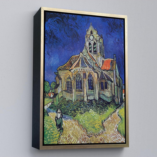 Çerçeveli Vincent Van Gogh Auvers'Deki Kilise Tablosu-7445