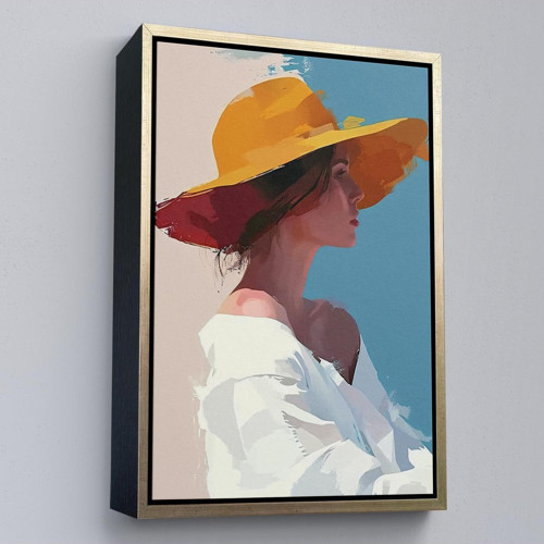 Çerçeveli Sarı Şapkalı Soyut Kadın Tablo-7631