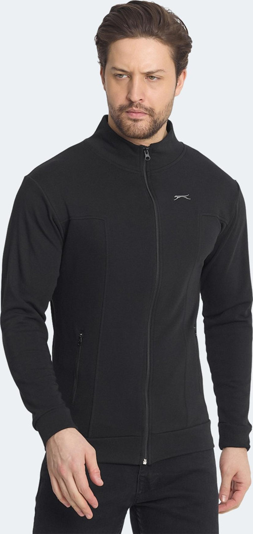 KAGISONA Erkek Fermuarlı Dik Yaka Cepli Siyah Sweatshirt