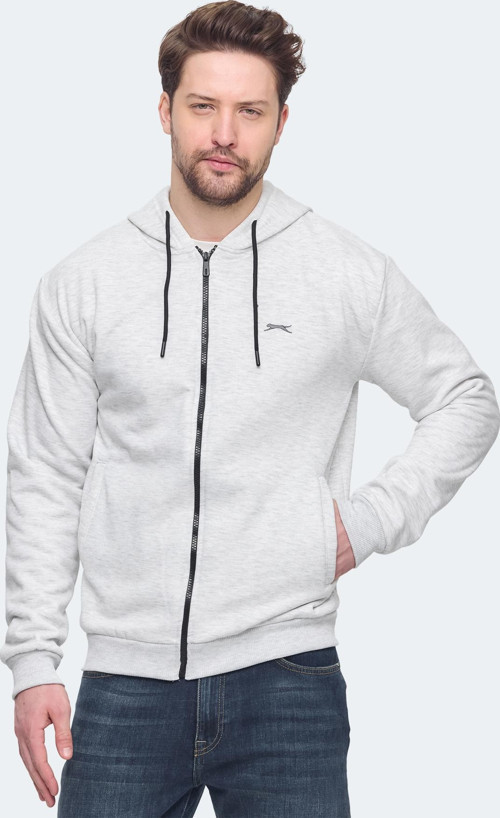 KOZZAX Erkek Fermuarlı Kapüşonlu Cepli Koyu Gri Sweatshirt