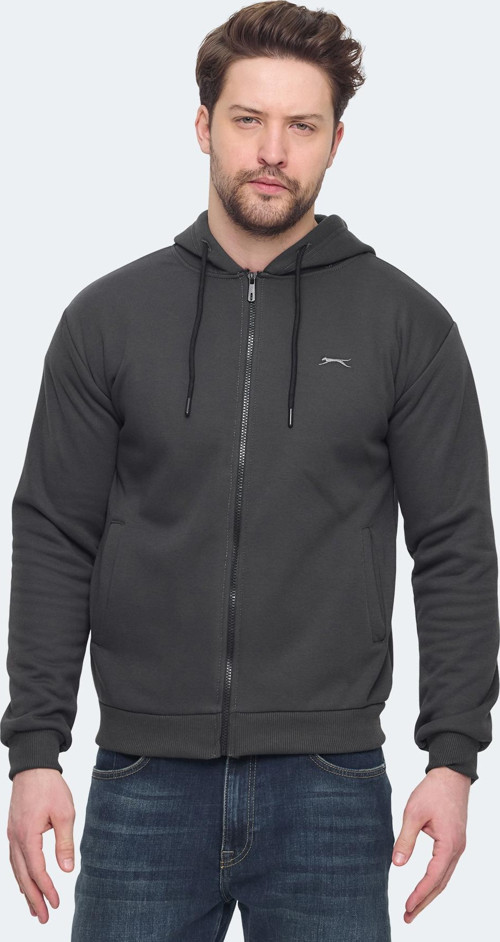 KOZZAX Erkek Fermuarlı Kapüşonlu Cepli Antrasit Sweatshirt