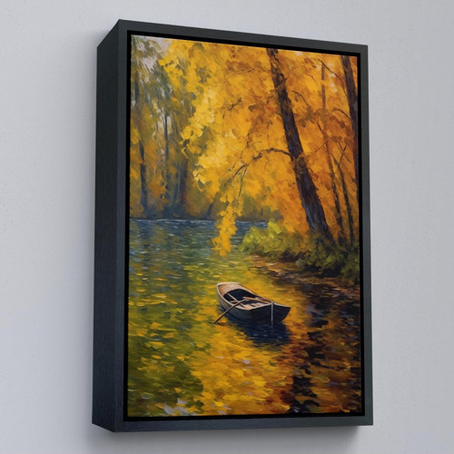 Çerçeveli Ormandaki Akarsuda İlerleyen Tekne Tablo-7598