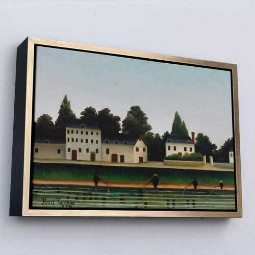 Çerçeveli Henri Rousseau - Manzara Ve Dört Balıkçı Tablosu-7041