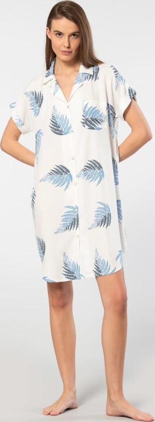 Kadın Desenli Dokuma Düğmeli Elbise 3601/Ekru