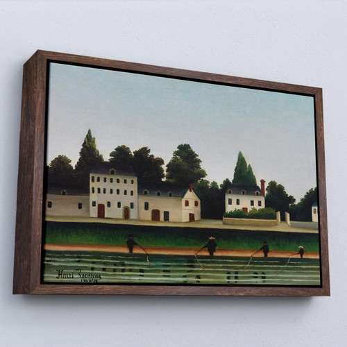 Çerçeveli Henri Rousseau - Manzara Ve Dört Balıkçı Tablosu-7041