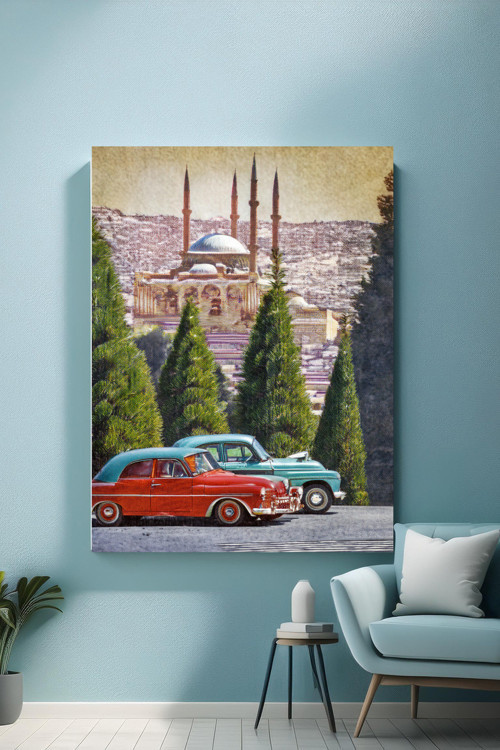 Dekoratif Modern Vintage Bohem Kanvas Tablo Yapay Zeka Tasarım Salon, Antre, Duvar Dekorasyonu