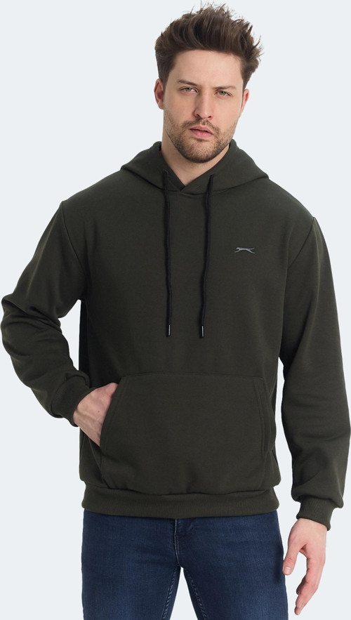 KICKSON Erkek Kapüşonlu Cepli Haki Sweatshirt