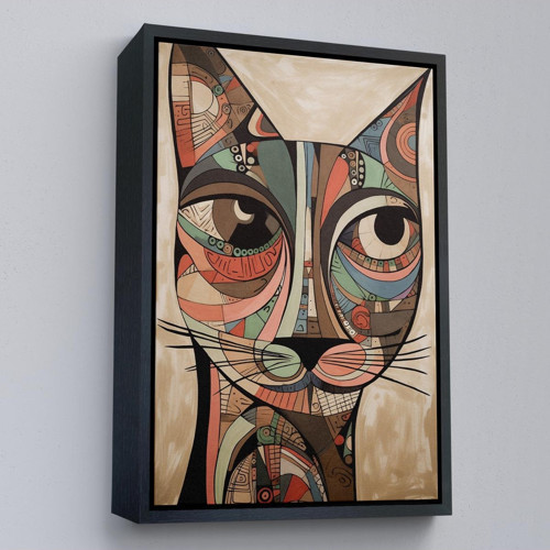 Çerçeveli Desenli Kedi Tablosu-7901
