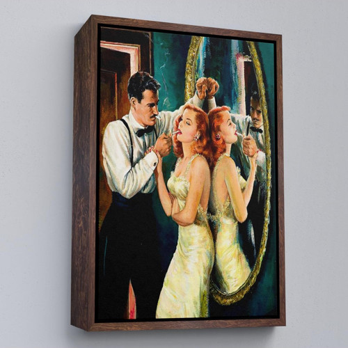 Çerçeveli Arthur Sarnoff - 1950'Lerde Kadının Sigarasını Yakan Adam Tablosu-7955