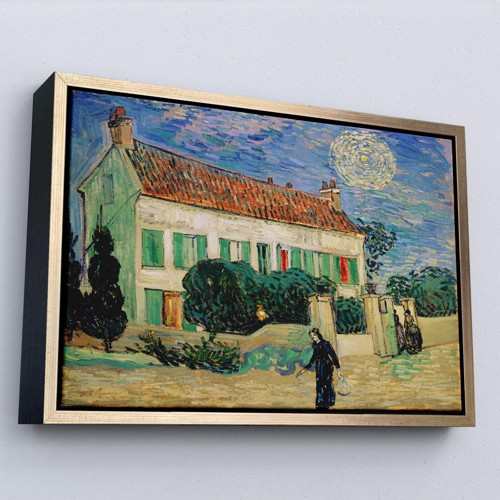 Çerçeveli Vincent Van Gogh - Geceleyin Beyaz Ev Tablo - White House At Night-7173
