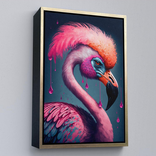 Çerçeveli Pembe Hippi Filamingo Tablo-7869