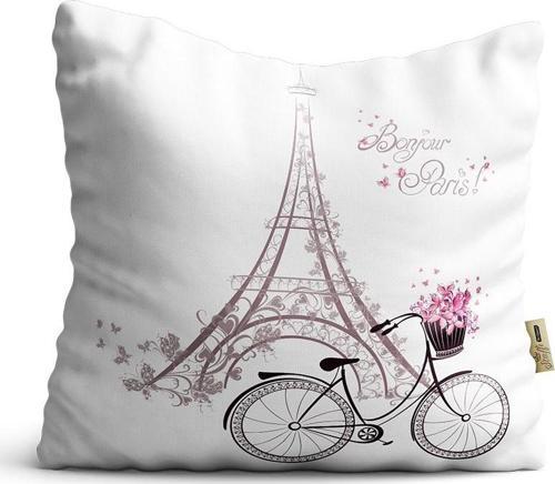 Kırlent Kılıfı 42x42cm Dekoratif Kırlent Yastık Kılıfı Yeni Sezon Eyfel Bisikletli Modeli Bf 06