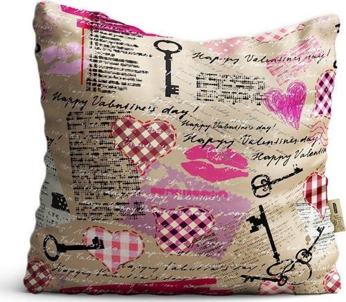 Kırlent Kılıfı 42x42cm Dekoratif Kırlent Yastık Kılıfı Anahtarlı Kalpli Modeli Lv 15