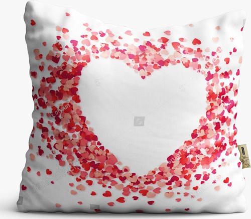 Kırlent Kılıfı 42x42cm Dekoratif Kırlent Yastık Kılıfı Kalpli Tasarım Modeli Lv 06
