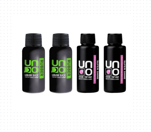 Profesyonel Uno Rubber Base Coat X2 & Uno Super Shine Top Coat 50ML X2 4'Lü Set