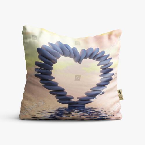 Kırlent Kılıfı 42x42cm Dekoratif Kırlent Yastık Kılıfı Kalpli Tasarım Modeli Lv 34