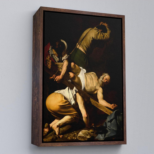 Çerçeveli Caravaggio - Aziz Petrus'Un Çarmıha Gerilmesi Tablosu - Crucifixion Of Saint Peter-8106