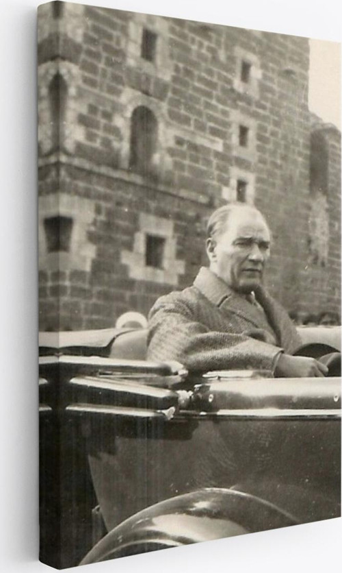 Atatürk Portre Tablosu Mustafa Kemal Atatürk Dikdörtgen Dekoratif Kanvas Tablo-Fj-134