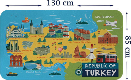 Eğitici Ve Öğretici Cocuk Odası Türkiye Haritası Duvar Sticker-85X130-3871