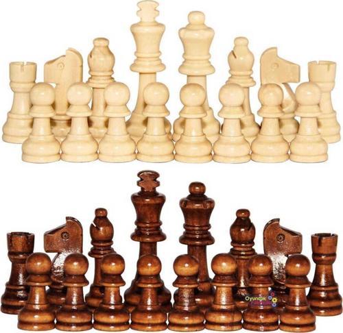 Oyun Aletleri Ahşap Satranç Taşı Büyük Boy No : 35 (Şah: 8,8 Mm -Piyon: 4 Mm -Vezir:8,5 Mm )