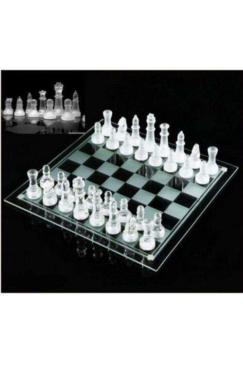 Oyun Aletleri Cam Satranç Takımı Full Cam Satranç Glass Chess 20*20Cm