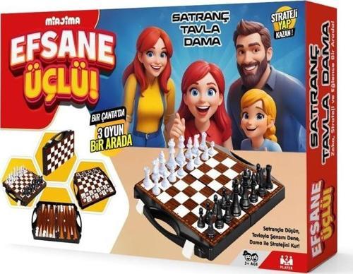 Oyun Aletleri Çantalı Tavla- Dama-Satranç 3'Lü Oyun Seti